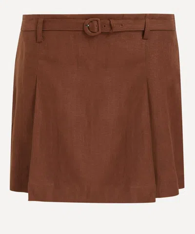 Reformation Women's Rory Chocolate Cake Linen Mini Skirt