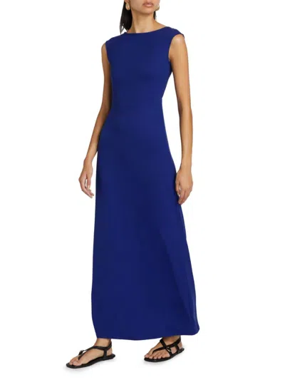 Reformation Women's Sabine Linen Backless Maxi Dress In Blue
