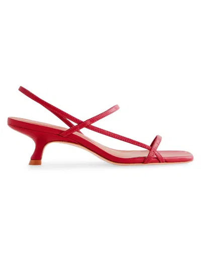 Reformation Women's Serenity Bare 50mm Leather Slingback Sandals In Red