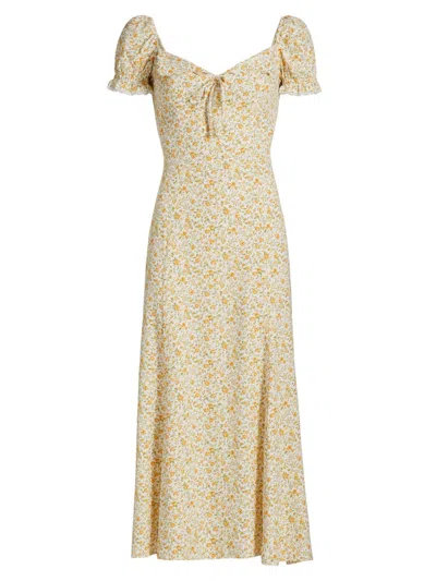 Reformation Women's Shyla Floral Midi-dress In Yellow