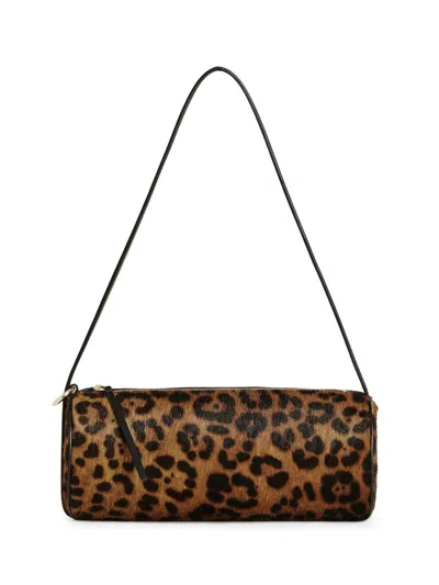 Reformation Women's Simona Leopard Calf Hair Cylinder Shoulder Bag In Brown