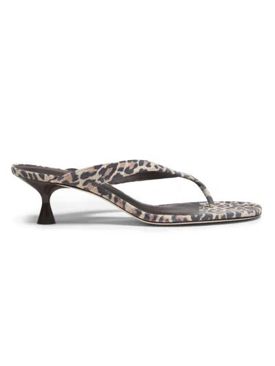 Reformation Women's Sophie 50mm Leopard-print Suede Sandals In Animal Print