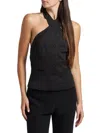 Reformation Women's Tate Halterneck Button-front Top In Black