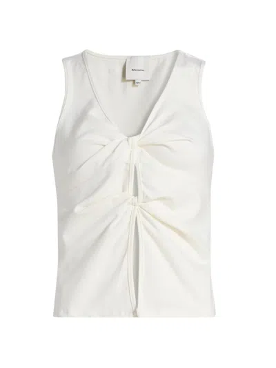 Reformation Womens Fior Di Latte Tefi Knot-front Stretch-cotton Top Xs In White