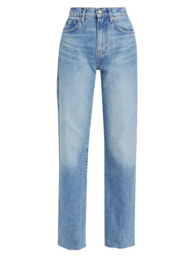 Reformation Val '90s Raw Hem Mid Rise Relaxed Straight Leg Jeans In Colourado
