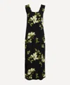 Reformation Vea Floral-print Crepe Midi Dress In Black
