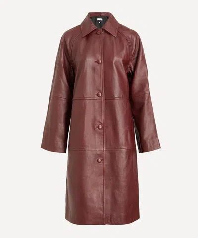 Reformation Women's Veda Beck Leather Trench Coat In Burgundy