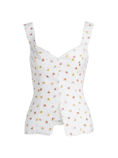 Reformation Viola Linen Top Ivory 2 In White