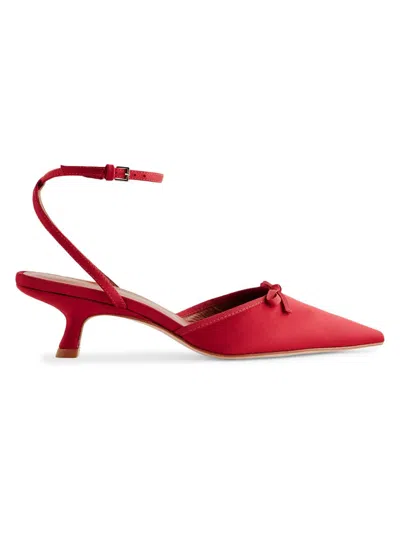 Reformation Women's Wade 50mm Satin Kitten Heels In Red