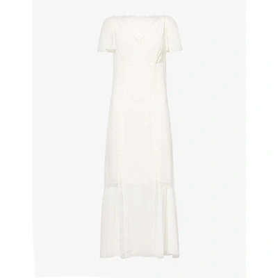 Reformation Womens White Domini Puffed-shoulder Crepe Maxi Dress