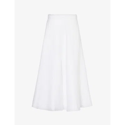 Reformation Womens White Maia Flared Linen Midi Skirt