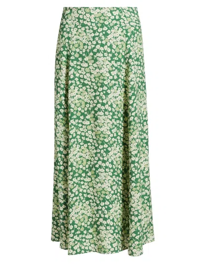 Reformation Women's Zoe Floral Crepe Skirt In Green