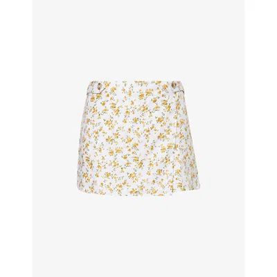 Reformation Womens Adagio Clover Floral-print Linen Skort