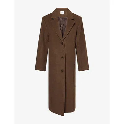 Reformation Womens Alisa Long Wool-blend Coat Nutella Xs In Neutral
