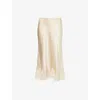 Reformation Womens Almond Carolina Silk Midi Skirt In Neutral