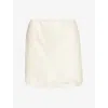 Reformation Womens Almond Neera Floral-print Satin Mini Skirt In Neutral