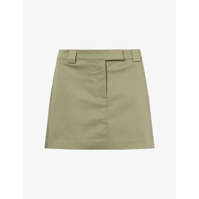 Reformation Womens Aloe Vera Romee Welt-pocket Cotton Mini Skirt In Green