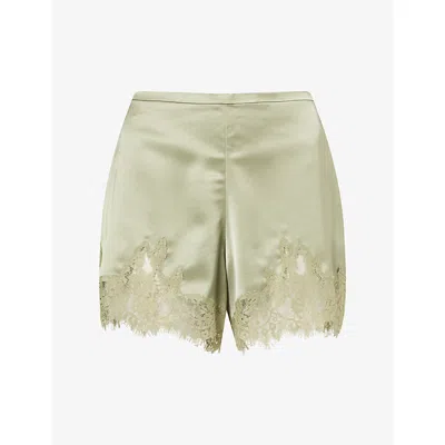 Reformation Womens Artichoke Fern Lace-trim Satin Shorts