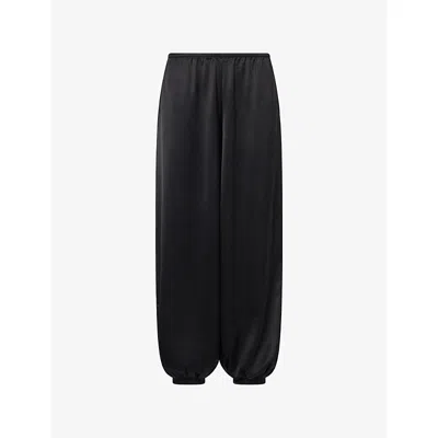 Reformation Womens Aven Balloon-leg Satin Trousers Black Xs