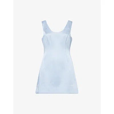 Reformation Womens Baby Blue Franceska Scoop-neck Satin Mini Dress