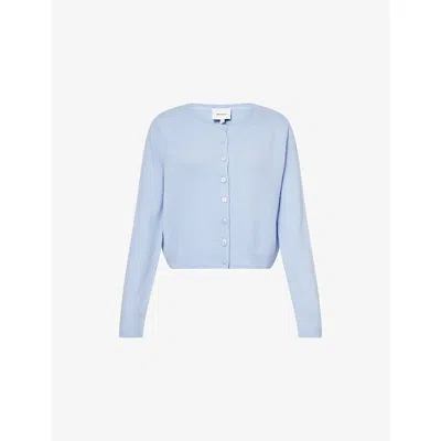 Reformation Womens Bayou Clara Round-neck Cashmere Cardigan In Blue