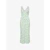 Reformation Womens Beauden Floral-print Crepe Midi Dress Daisy Meadow Xs In Green