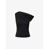 Reformation Womens Black Belle Asymmetric Jersey Top In Black