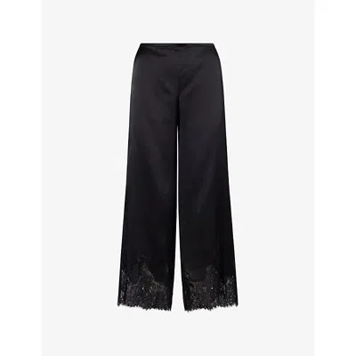 Reformation Womens Black Carolina Cropped Silk Trousers Xs