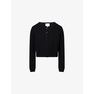 Reformation Womens Black Clara Cotton Knitted-cardigan In Blue