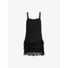 Reformation Womens Cleodora Lace-embroidery Woven-blend Mini Dress Black In Black