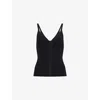 Reformation Womens Black Eloise Ribbed Cotton-blend Top In Black