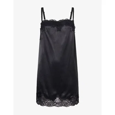 Reformation Womens Black Emma-rose Slip Silk Mini Dress Xs