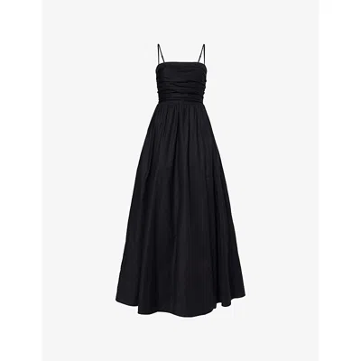 Reformation Womens Black Kastoria Shoulder-straps Stretch-cotton Gown