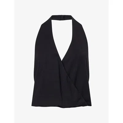 Reformation Womens Black Lois Halterneck Knit Top