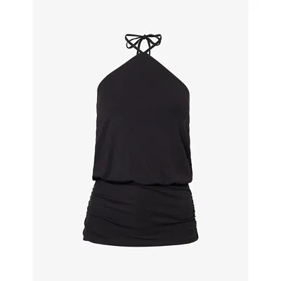 Reformation Womens Black Madison Halterneck Knit Top