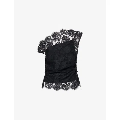 Reformation Womens Black Oriana Off-shoulder Woven Top