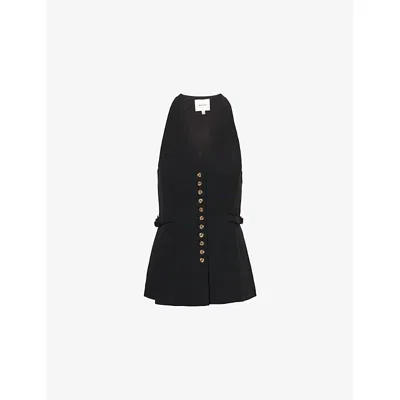 Reformation Womens Black Rowe V-neck Woven Vest