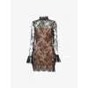 Reformation Womens Teanna Floral-lace Mini Dress Black In Animal Print