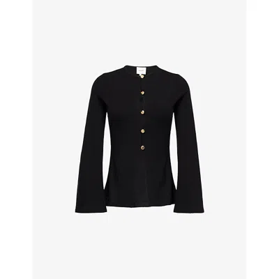 Reformation Womens Black Verne Ribbed Knitted Top Xs