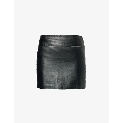 Reformation Womens Black Vintage Bcbgmaxazria Slim-fit Leather Mini Skirt