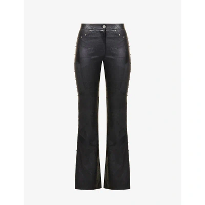 Reformation Womens Black Vintage Sooki Slim-fit Faux-leather Trousers