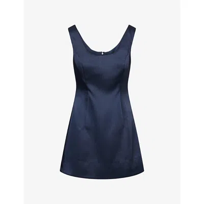 Reformation Womens Blueberry Franceska Scoop-neck Woven Mini Dress