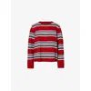 Reformation Cashmere Boyfriend Sweater In Crimson Multi Stripe