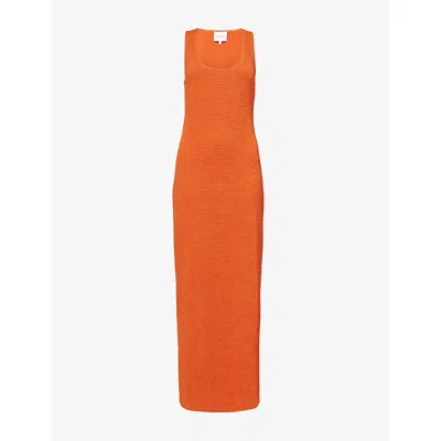 Reformation Womens Burnt Orange Ericka Scoop-neck Stretch-woven Midi Dress