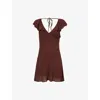 Reformation Womens Cafe Arni Woven Mini Dress In Brown