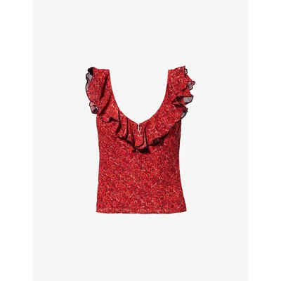 Reformation Womens Cala Ruffle-neckline Woven Top Roseanne