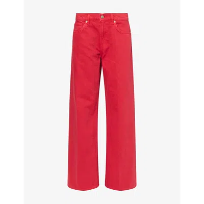 Reformation Womens Cary Low-rise Slouchy Wide-leg Denim Jeans Lipstick In Red