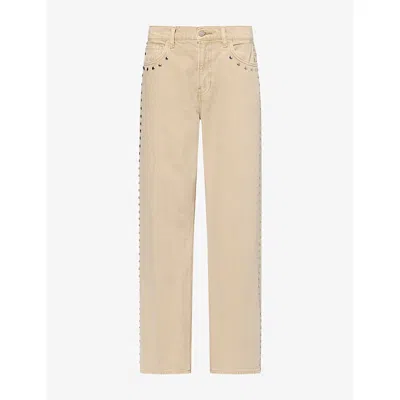 Reformation Womens Cary Low-rise Slouchy Wide-leg Studded Denim Jeans Petoskey Studded In Neutral