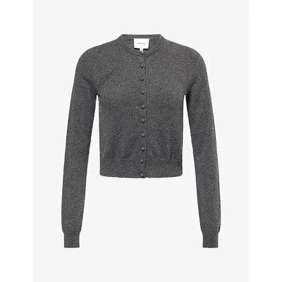 Reformation Womens Caspia Cropped Brushed Cashmere Cardigan Flannel Xs In Neutral