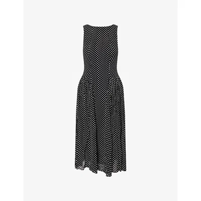 REFORMATION WOMENS CAVIAR DOT ANELIS WOVEN MIDI DRESS